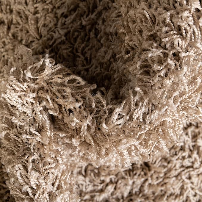 Unique Loom Solid Shag Collection Area Rug (5' 1" Square, Taupe)