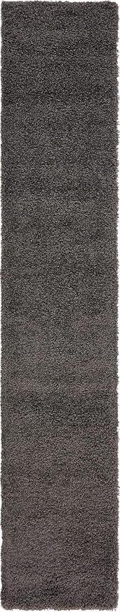 Unique Loom Solid Shag Collection Area Rug (2' 6" x 13' 1" Runner, Graphite Gray)