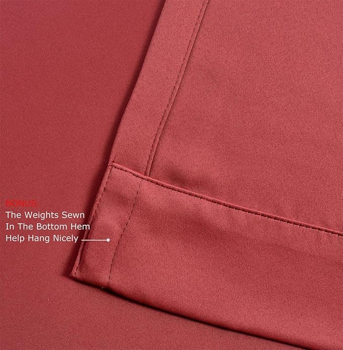 MIUCO Room Darkening Grommet Blackout Curtains for Livingroom Curtains Panels Set of 2 52x63 Inch Burgundy, Bonus 2 Tie Backs Included