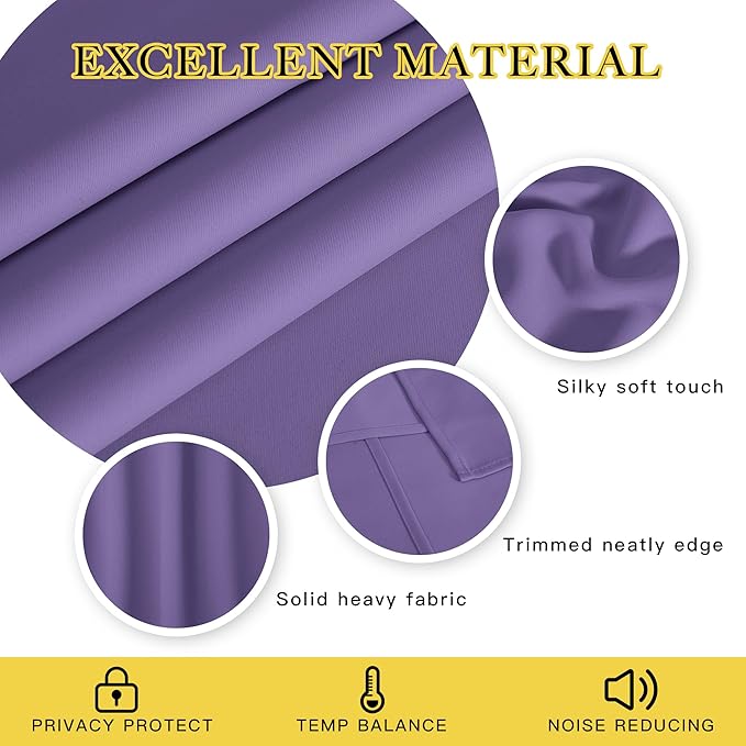 NICETOWN Blackout Curtains 84 Inch Length, Thermal Insulated Room Darkening Drapes Grommet Window Covering for Living Room Bedroom (W52 x L84 Inch, 1 Panel, Lilac Purple)