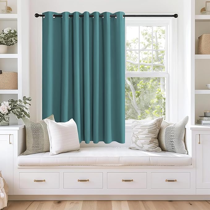 NICETOWN Blackout Curtains 63 inches Long for Living Room Bedroom, Grommet Thermal Insulated Room Divider Drape Window Treatment for Sliding Patio Door, W100 x L63, 1 Panel, Sea Teal