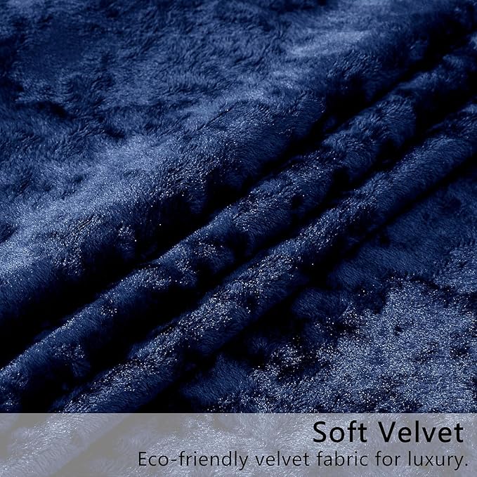 SMILETIME Navy Blue Crushed Velvet Curtains 52x90 inch Luxurious Thermal Insulated Soundproof Drapes for Living Room Bedroom Office Soft and Durable Light-Filtering Window Treatments, 2 Panels