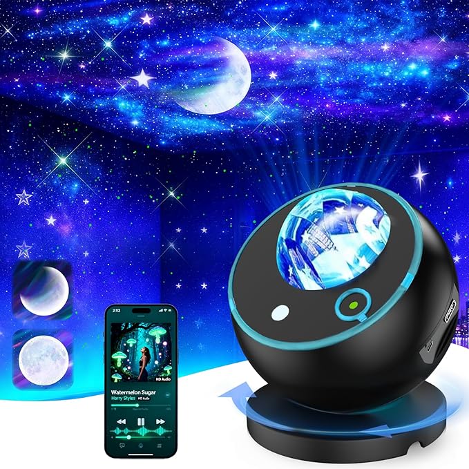 Northern Lights Projector Galaxy Projector for Bedroom, 3 HD Projection Lenses,16-Color Moon Light,USD&Bluetooth Str Projector Galaxy Lights,Star Lights,Ambient Lighting,Lights for Bedroom