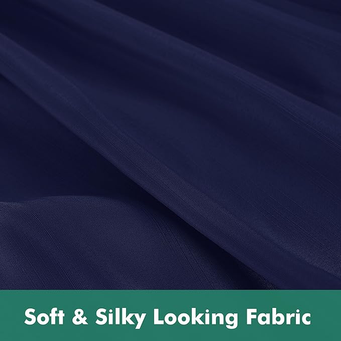 Biscaynebay Wrap Around Bed Skirts with Split Corners for King Beds 15" Drop, Navy Adjustable Elastic Dust Ruffles Easy Fit Wrinkle Resistant Silky Luxurious Fabric Machine Washable