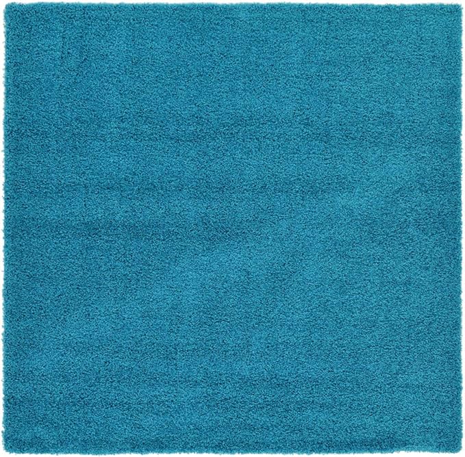 Unique Loom Solid Shag Collection Area Rug (8' Square, Turquoise)