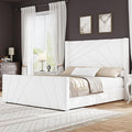 BarnFurin Full Size Bed Frame, Velvet Upholstered Platform Bed with Geometric Tufted Headboard & Footboard, Wingback Design, Mattress Foundation with Wooden Slats, Cream White