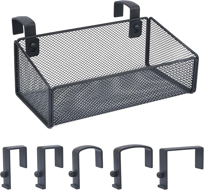 MATIMASU Bedside Caddy Hanging Storage Basket Beside Shelf Metal Organizer for Collage Dorm Bunk Bed,Hospital Bed,Baby Bed - Bedroom Essentials for Magazine,Remote Control,Phone,Drinks (Black)
