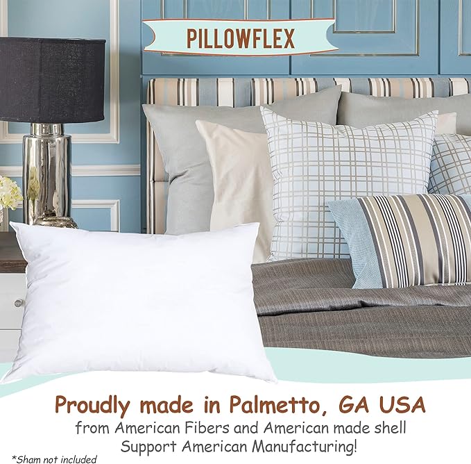 Pillowflex Synthetic Down Pillow Insert - 22x38 Down Alternative Pillow, Ultra Soft Oversized King Bed Sleeping Pillow, Large Rectangle Sham - 1 Decorative Pillow Form