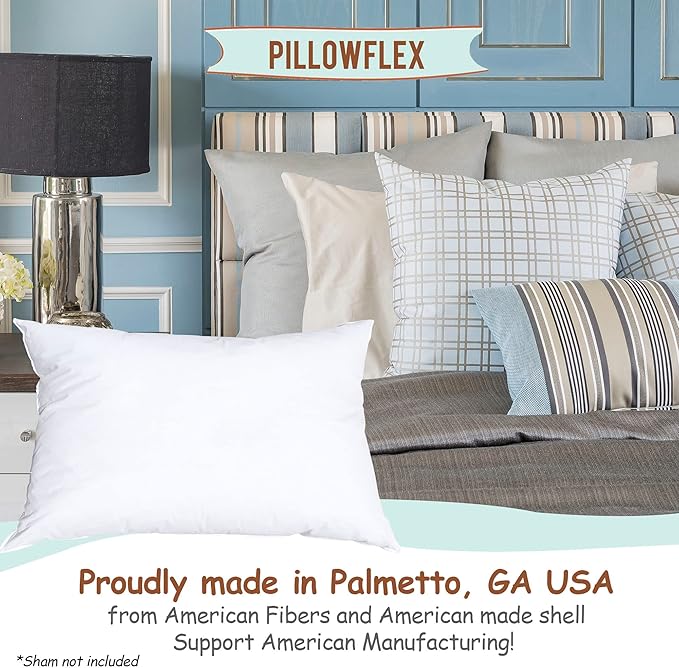 Pillowflex Synthetic Down Pillow Insert - 12x24 Down Alternative Pillow, Ultra Soft, Large Rectangle, Lumbar, Travel, Neck, Sleeping Pillow - 1 Decorative Pillow Form