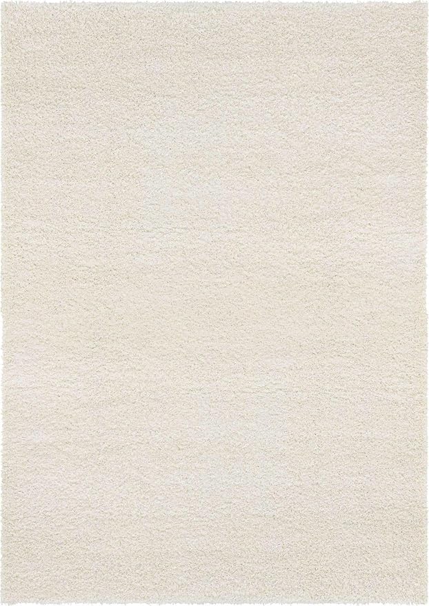 Unique Loom Solid Shag Collection Area Rug (10' x 13' 11" Rectangle, Snow White)