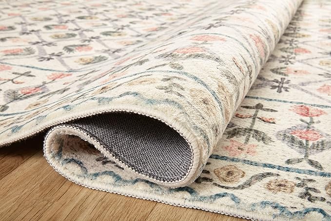 Loloi Rifle Paper Co. Eden Collection EDE-03 Lattice Ivory 2'-6" x 7'-6" Runner Rug feat. CloudPile™