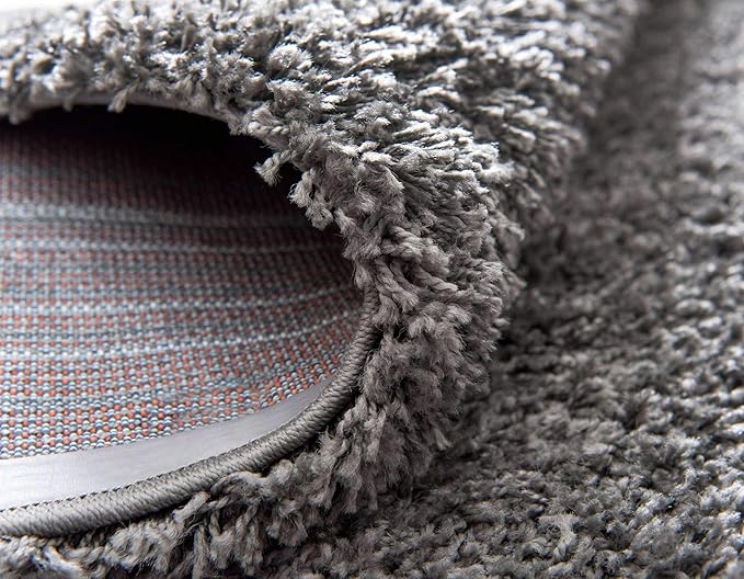 Unique Loom Solid Shag Collection Area Rug (8' x 11' Rectangle, Graphite Gray)