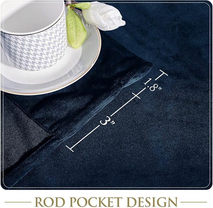StangH Navy Blue Curtains for Living Room, Luxury Velvet Blackout Thermal Insulated Sliding Door Curtains Heavy Thick Privacy Drapes Home Decor for Office/Bathroom, W52 x L90, 2 Panels