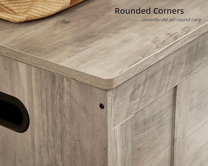 51.2" Storage Chest Extra Large,Storage Bench with 2 Safety Hinges,Shoe Bench,51.2 * 15.7 * 19.1 inches,Wooden Trunk for Bedroom,livingroom,entryway,Supports 220 lb,Easy Assembly(Greige