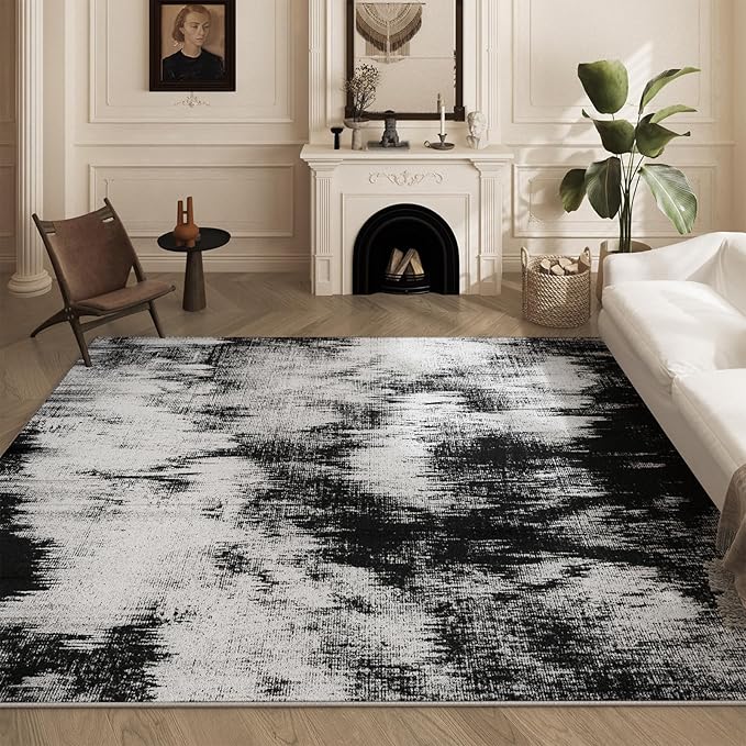 Area Rugs 6x9 Rug for Living Room - Machine Washable Neutral Modern Abstract Soft Rugs for Dining Room Floor Non-Shedding Carpets for Bedroom Farmhouse Home Office