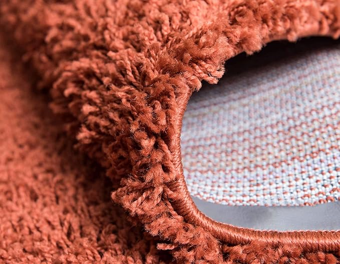Unique Loom Solid Shag Collection Area Rug (6' 1" x 9' Rectangle, Terracotta)
