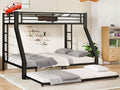 SIGONE Stronger & Safer Heavy Duty Twin XL Over Queen Bunk Bed with Twin Trundle for Adults Teens, Thickened More Stable Metal Bunkbed Frame (Greater Weight Capacity)