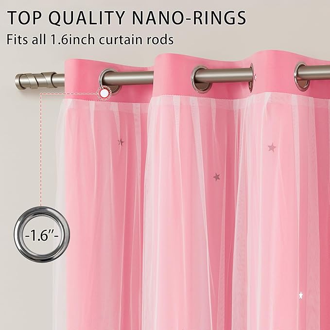 XiDi Curtains for Bedroom Decor Pink52/84/1