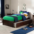 AFI Concord Twin Size Platform Bed with Footboard & Twin Trundle in Walnut