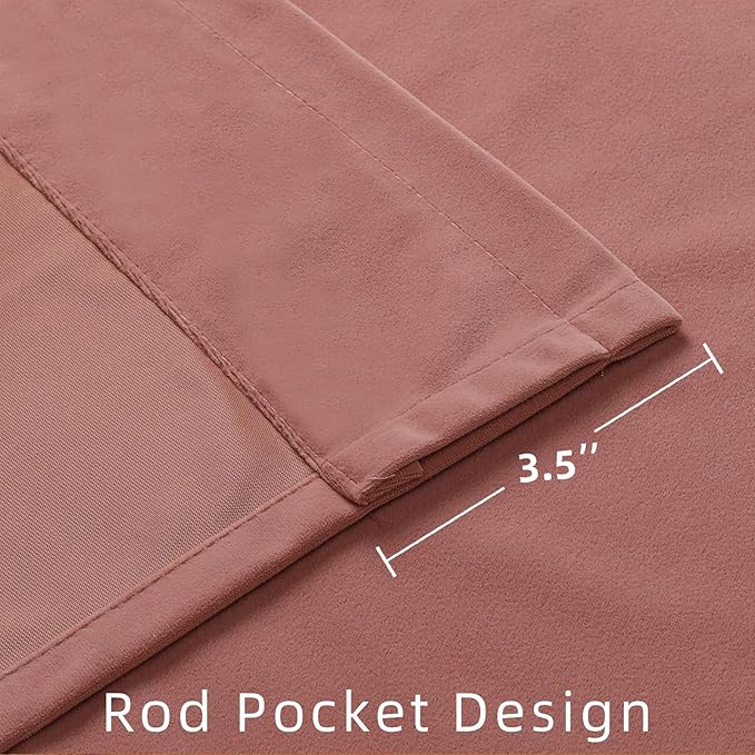 Joydeco Pink Velvet Curtains 84 inch Length 2 Panels, Luxury Blackout Rod Pocket Thermal Insulated Window Curtains, Super Soft Room Darkening Drapes for Living Dining Room Bedroom,W52 x L84 inches