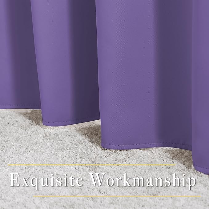 NICETOWN Living Room Blackout Curtains - Window Treatment Thermal Insulated Solid Grommet Blackout Panels/Drapes for Nursery (Lilac Purple, Set of 2 Panels, 52 by 95 Inch)