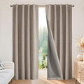Joydeco Blackout Curtains for Bedroom - Natural Linen Curtains 37 X 90 inch, Thermal Insulated 100% Blackout 2 Panels Light Blocking Drapes, Rod Pocket & Back Tabs, Darkening Privacy for Living Room