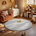 Ophanie Round Rug 6Ft White Circle Area Rug, Aesthetic Room Decor, Fluffy Fuzzy Bedroom Carpet, Plush Soft Shaggy Living Room Rugs for Kids Home Decor, Nursery