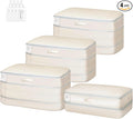Comforter Storage Bag - Large Capacity Bedding Storage Bags Ultra Space Saving Self Compression Organizer, Washable Compression Bags for Storage Comforter Blanket Duvet Pillow, 4-Pack, Beige