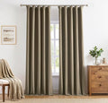 Vision Home Brown Linen Full Blackout Curtains 95 inch Long for Bedroom Living Room Darkening Light Blocking Window Panels Thermal Insulated Rod Pocket Back Tab Neutral Drapes 56" Wx95 Lx2