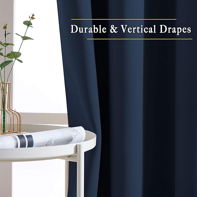 NICETOWN Navy Blackout Curtains 84 inch Length 2 Panels, Grommet Thermal Insulated Window Treatments Light & Sound Reducing Drapes for Living Room/Bedroom, W46 x L84