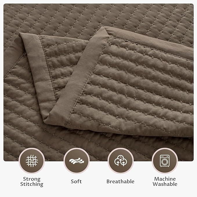 KASENTEX Oversized King Quilt Set 112"x106" – Soft Washed 3-Layer Lightweight California King Bedspread, Minimalist Nordic Design, All-Season Spring & Summer Quilt Set (1 Quilt + 2 Pillow Shams), Cub