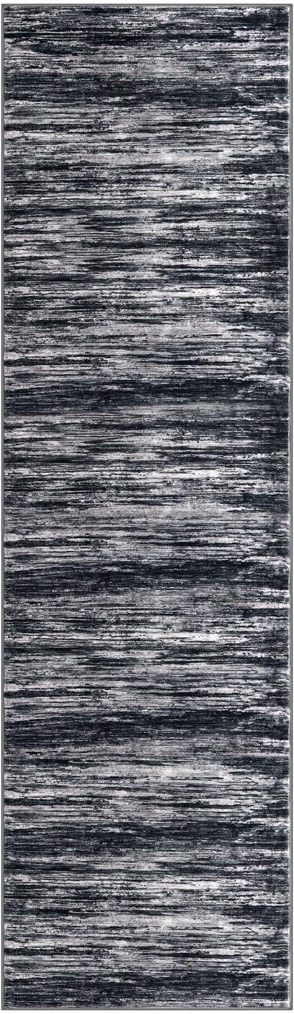 2x7 Modern Abstract Runner Rug for Hallways, Black Super Soft Hallway Decor Kitchen Rugs with Non-Slip, Non-Shedding Washable Rug for Hallways Entryway Bedroom Indoor