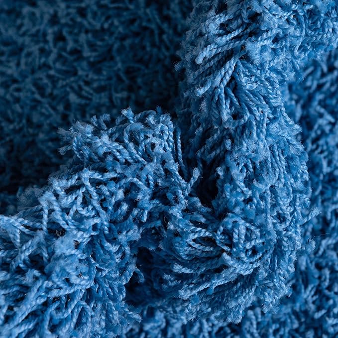Unique Loom Solid Shag Collection Area Rug (4' 1" Round, Periwinkle Blue)