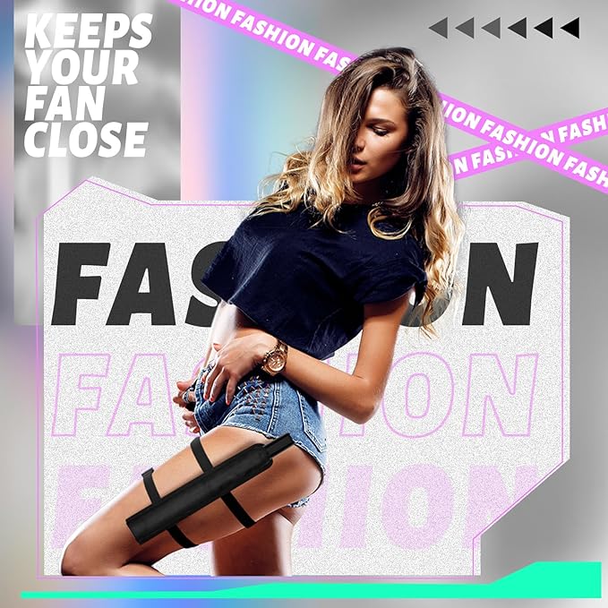 Summer Rave Fan Thigh Holster Rave Fan Holder Folding Hand Pouch Foldable Sleeves with Waist Belt for Thigh Party
