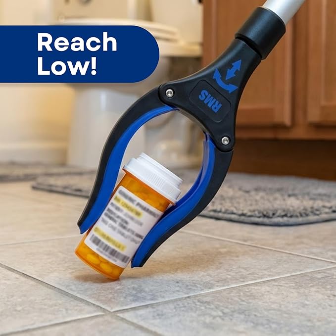 RMS 34 Inch Extra Long Reacher Grabber - Foldable Gripper and Reaching Tool with Rotating Jaw