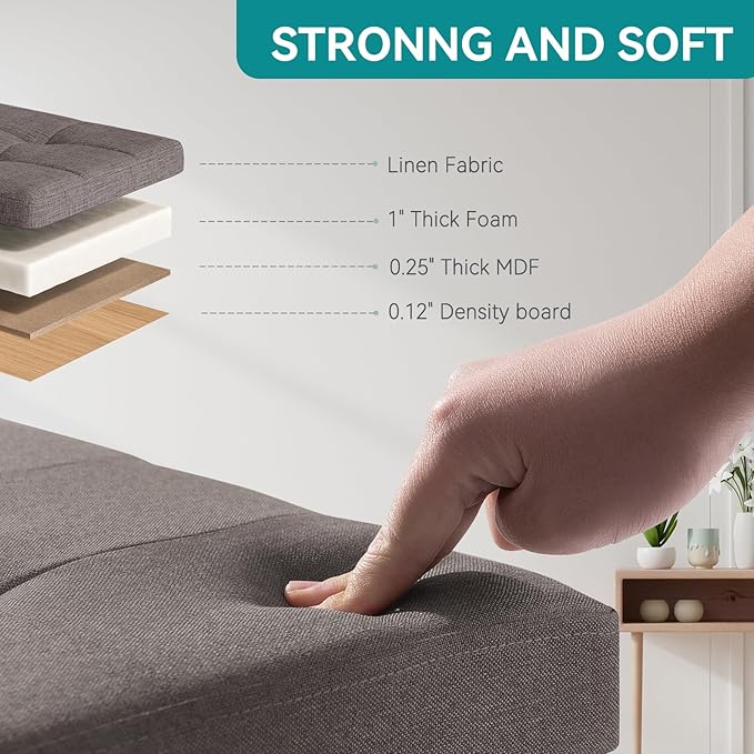 BRIAN & DANY Small Ottoman with Storage, Small Storage Ottoman, Folding Foot Stool with Wood Legs for Living Room and Bedroom Linen Rest Seat, 12.6"x12.6"x12.8" - Brown