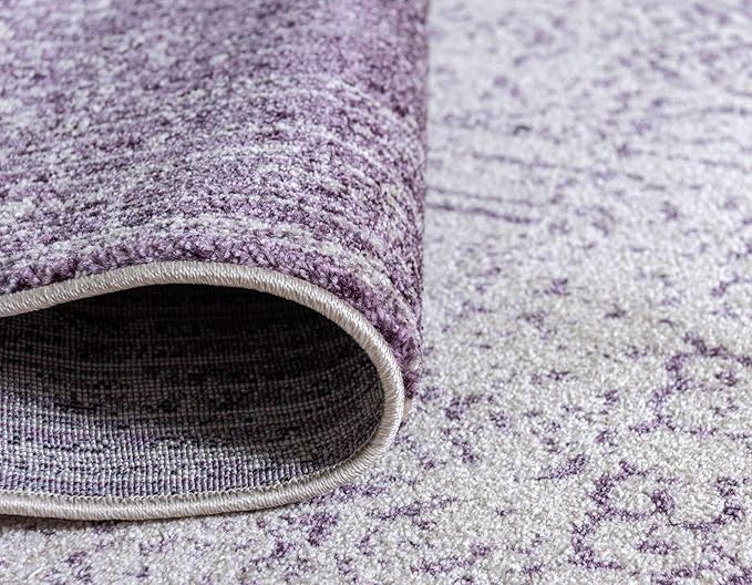 Unique Loom Del Mar Collection Area Rug - Jennifer (7' 10" Round, Purple/ Ivory)