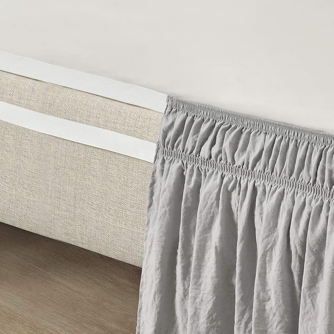 Lush Decor Ruched Ruffle Elastic Easy Wrap Around Bed Skirt Single Twin/Twin XL/Full Light Gray - Twin Bed Skirt - Dust Ruffle - Gray Bedskirts
