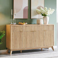 T4TREAM Large Buffet Sideboard Cabinet with Storages, 60" Fluted Modern Buffet Table Coffee Bar Wine Bar Storage Cabinet with 3 Drawers & 4 Doors for Dining Room, Living Room, Hallway(Natural Oak) | with Storages, Coffee Bar, Wine Bar, Storage Cabinet,...