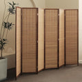 Furnnylane 6 Panel Bamboo Room Divider and Folding Panel Screen,Bamboo Panel Divider for Room Separation,Brown,67" H x 92.1" W