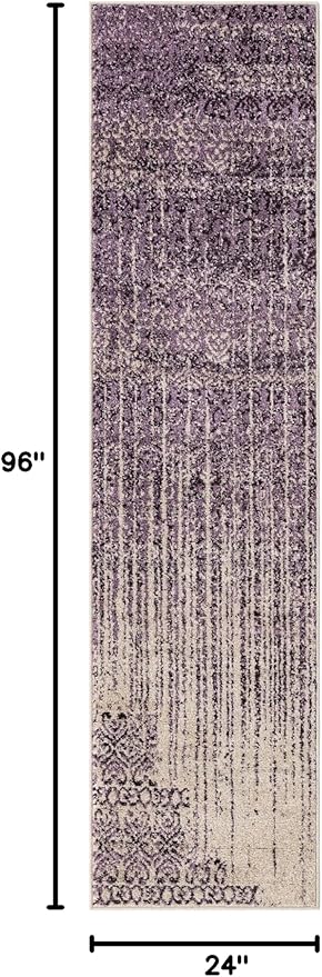 Unique Loom Del Mar Collection Area Rug - Jennifer (2' x 8' Runner, Purple/ Ivory)