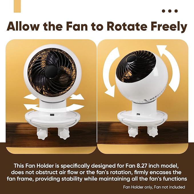 Yudylg Fan Holder Compatible with 8.27" Fan – Heavy Duty ABS Clip-On Holder for Bunk Bed, Desk & Headboard, Injection Molding Clamp with Anti-Slip Pad, Scratch Resistant & Space-Saving Design