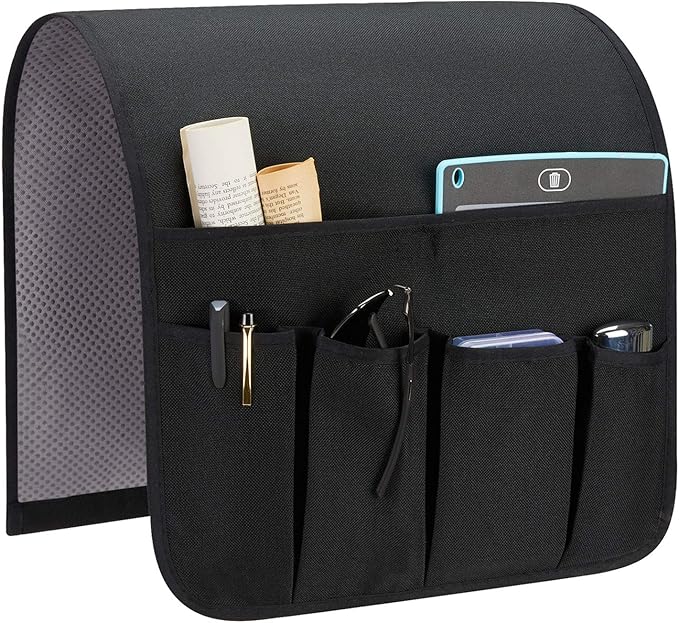 SYSOV Sofa Armrest Organizer, Remote Control Holder for Recliner Couch, Arm Chair Caddy with 5 Pockets for Magazine, Tablet, Phone, iPad
