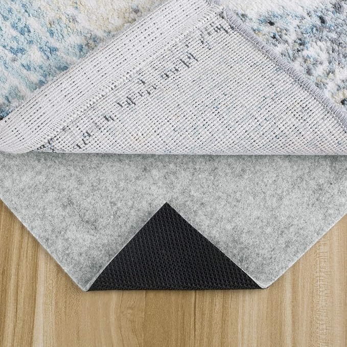 Non Slip Rug Pad 2x4 Feet, 4/25" Thick Felt Cushioned Rubber Rug Gripper Pad for Hardwood, Laminate, Stone, Tile, Wood, Vinyl Floors & Carpet, Anti Skid Under Area Rug Pads