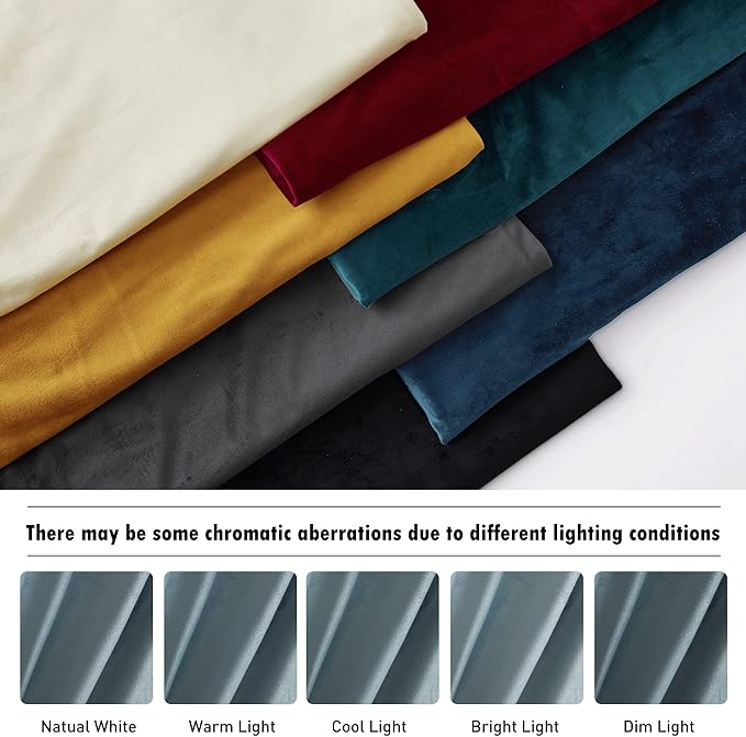 RYB HOME Stone Blue Velvet Curtains - Blackout Curtains for Nursery Thermal Insulated Noise Reducing Soft Luxury Window Decor for Bedroom, Stone Blue, W52 x L72 inches, 2 Panels