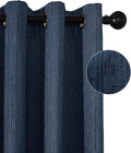 Jacquard Linen Curtains 84 inch Length 2 Panels Thick Faux Linen Blended Window Drapes Burlap Textured Curtains with Grommet for Living Room Bedroom Farmhouse (52x84 Navy) Natural