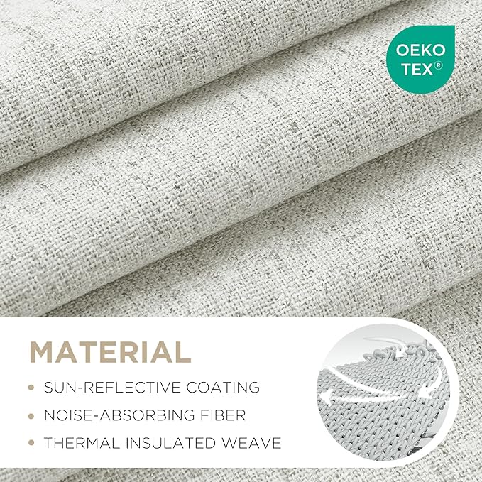 Joydeco Blackout Curtains for Bedroom - 100% Light Blocking 2 Panels Set White Drapes 42" W x 90" L, Thermal Insulated Room Darkening Curtains, Linen Textured for Living Room, Rod Pocket & Back Tabs