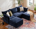 ABCASA 102.6" U Shaped Modular Sectional Sofa, 5 Seater Couch with Storage Ottoman Deep Seat and High Backrest with Removable Cover for Living Room, Apartment - Chenille Blue