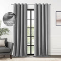 ChrisDowa 100% Blackout Grey Solid Curtains 120 Inches Long 2 Panels for Bedroom Living Room,Farmhouse Room Darkening Thermal Insulated Soundproof Grommet Top Window Treatment Drapes,52x120