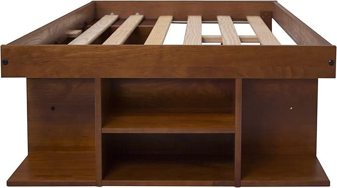 memomad Bali Storage Platform Bed with Drawers (Twin Size, Caramel Brown Wood)